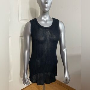 Wynne Layers Women Size Medium Black Sleeveless Mesh Knit Sweater Vest